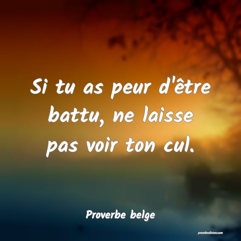 Si tu as peur d'être battu, ne laisse pas voir ton cul.
