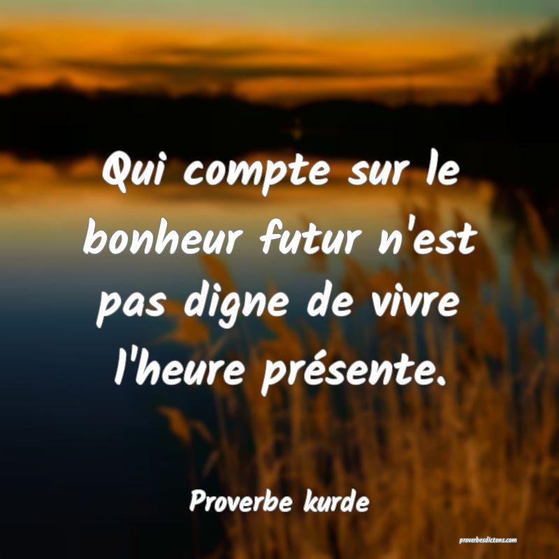 Qui compte sur le bonheur futur n'est pas digne de vivre l'heure présente.