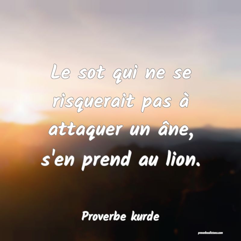 Le sot qui ne se risquerait pas à attaquer un âne, s'en prend au lion.