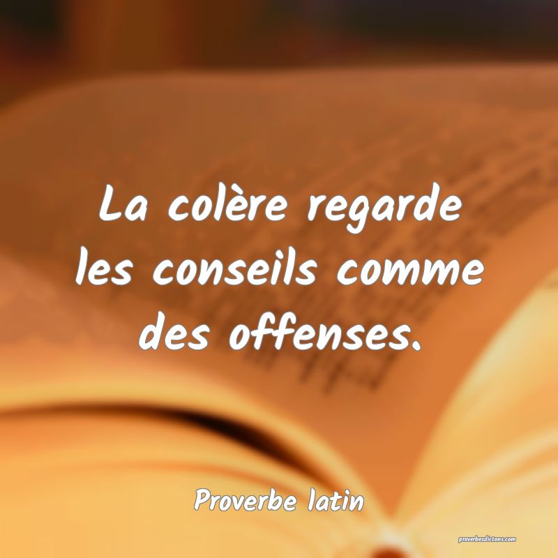La colère regarde les conseils comme des offenses.