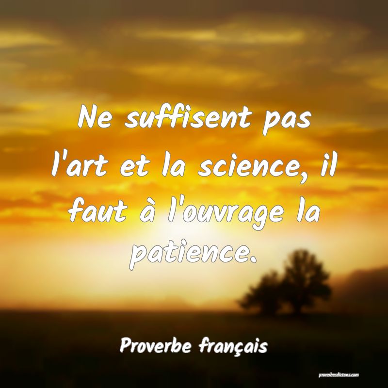 Ne suffisent pas l'art et la science, il faut à l'ouvrage la patience.