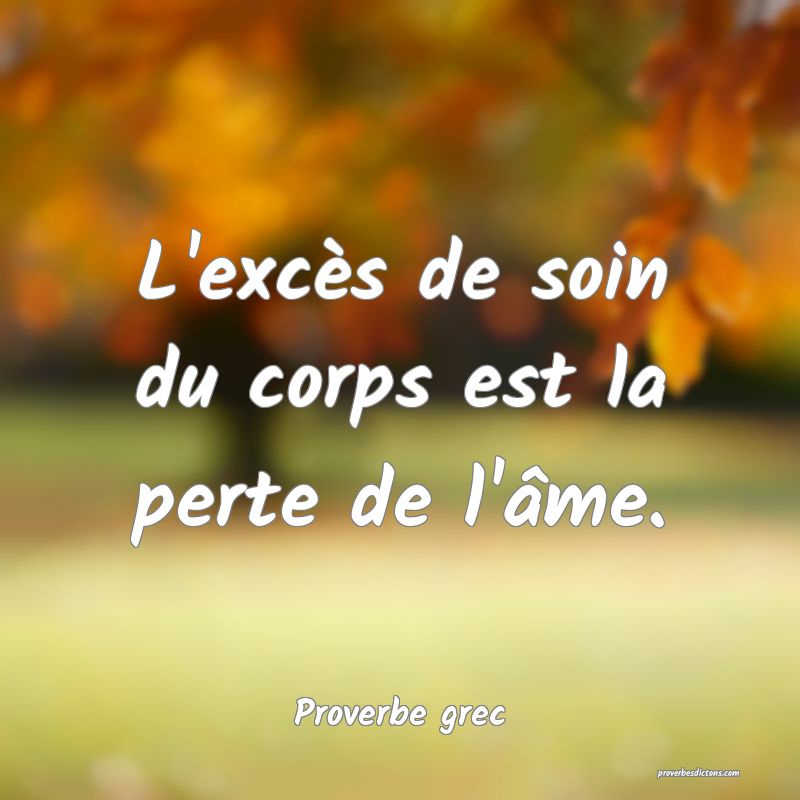L'excès de soin du corps est la perte de l'âme.