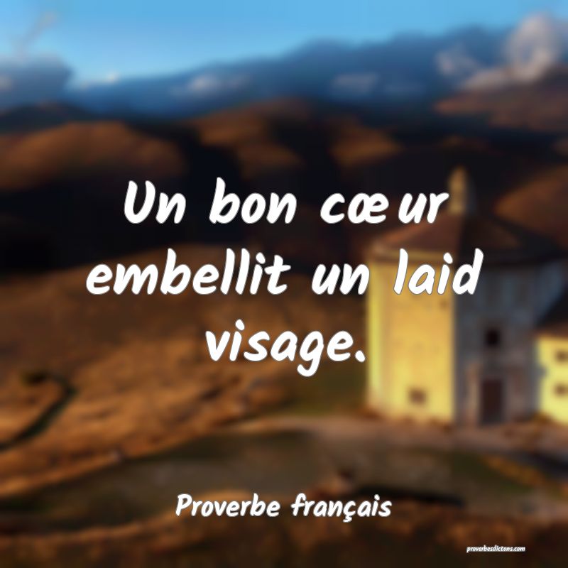 Un bon cœur embellit un laid visage.