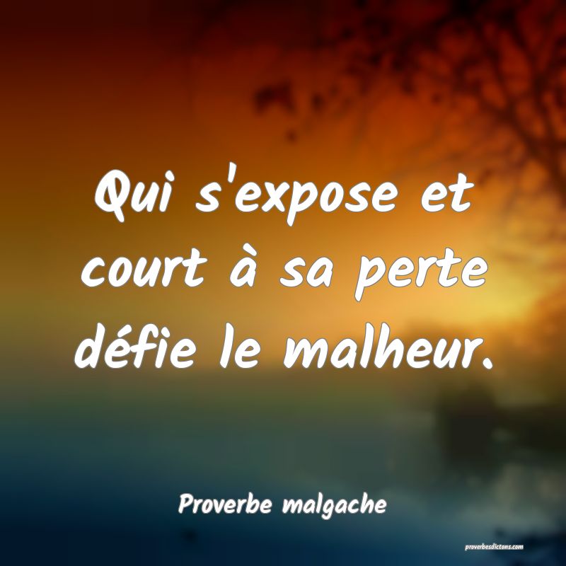 Qui s'expose et court à sa perte défie le malheur.
