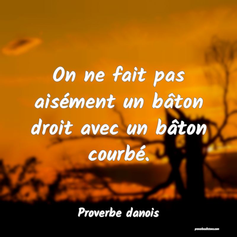 On ne fait pas aisément un bâton droit avec un bâton courbé.
