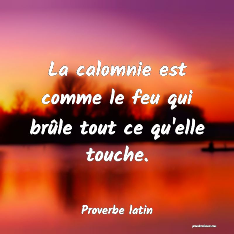La calomnie est comme le feu qui brûle tout ce qu'elle touche.