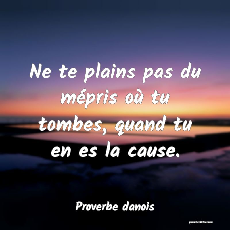 Ne te plains pas du mépris où tu tombes, quand tu en es la cause.