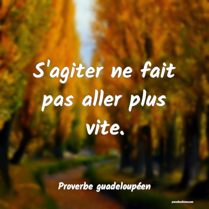 S'agiter ne fait pas aller plus vite.