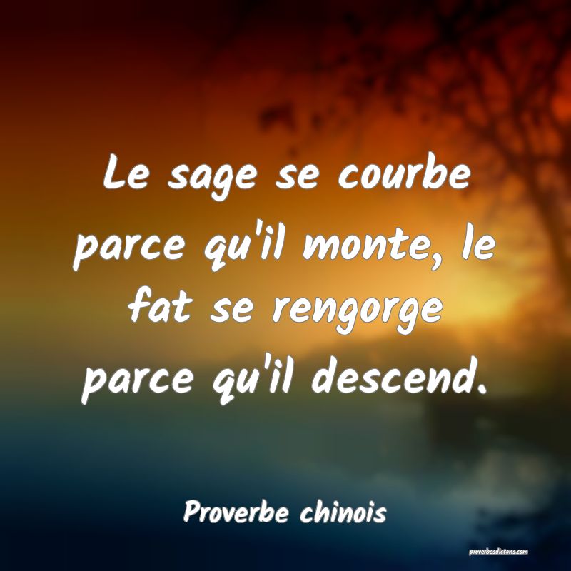 Le sage se courbe parce qu'il monte, le fat se rengorge parce qu'il descend.