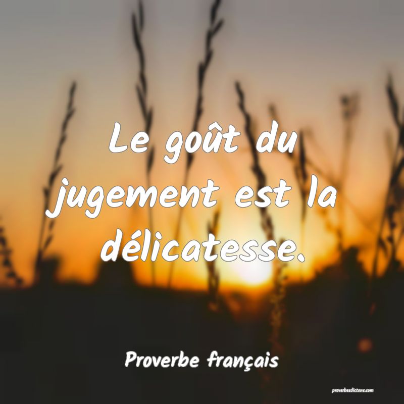 Le goût du jugement est la délicatesse.