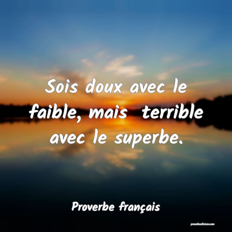 Sois doux avec le faible, mais  terrible avec le superbe.