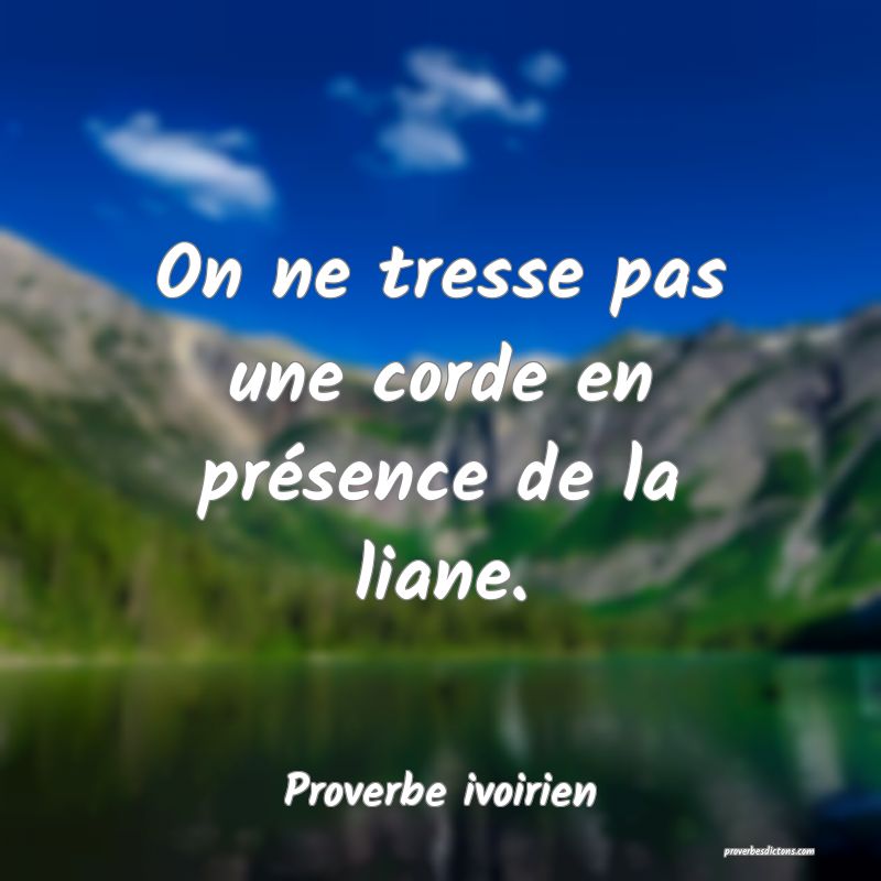 On ne tresse pas une corde en présence de la liane.