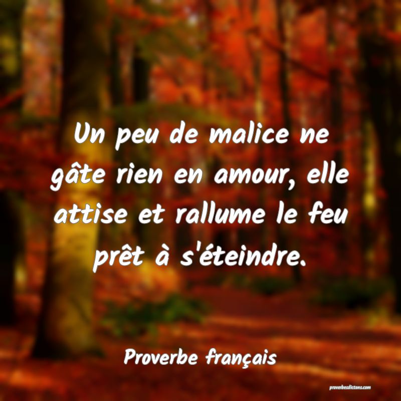 Un peu de malice ne gâte rien en amour, elle attise et rallume le feu prêt à s'éteindre.