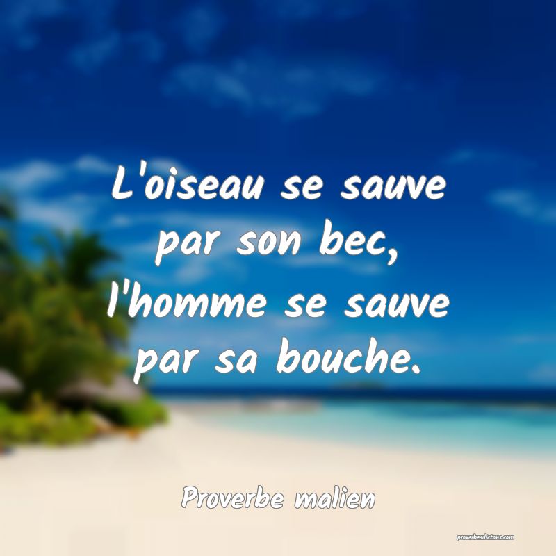 L'oiseau se sauve par son bec, l'homme se sauve par sa bouche.