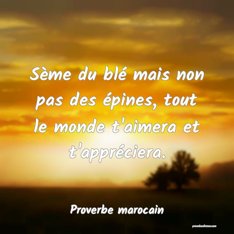 Sème du blé mais non pas des épines, tout le monde t'aimera et t'appréciera.