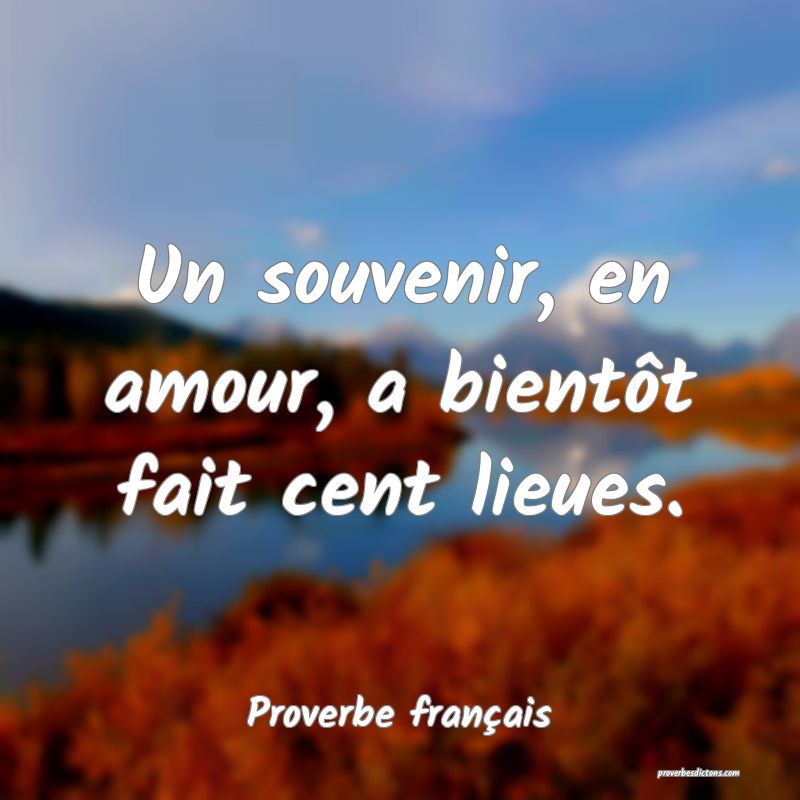 Un souvenir, en amour, a bientôt fait cent lieues.