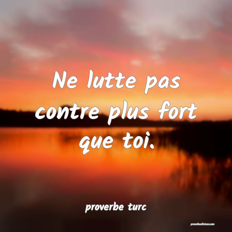  Ne lutte pas contre plus fort que toi.