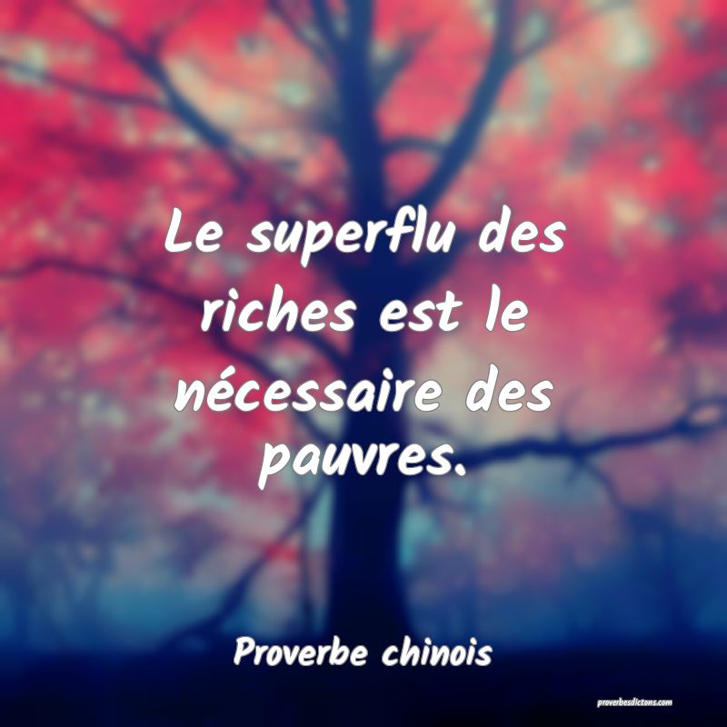 Le superflu des riches est le nécessaire des pauvres.
