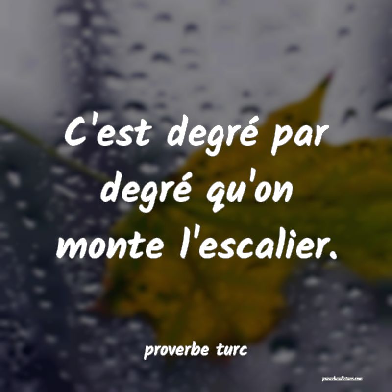 C'est degré par degré qu'on monte l'escalier.