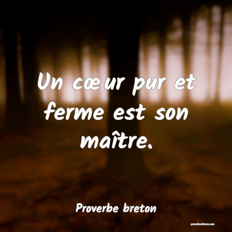 Un cœur pur et ferme est son maître.