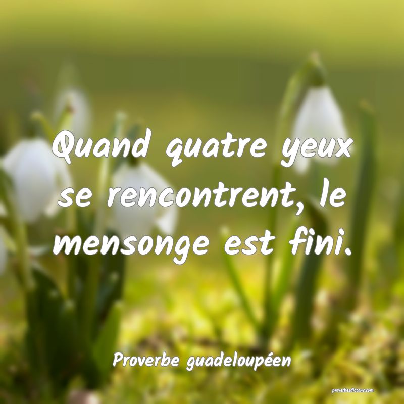 Quand quatre yeux se rencontrent, le mensonge est fini.