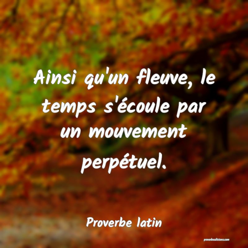 Ainsi qu'un fleuve, le temps s'écoule par un mouvement perpétuel.