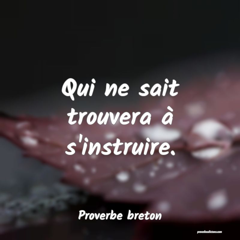 Qui ne sait trouvera à s'instruire.
