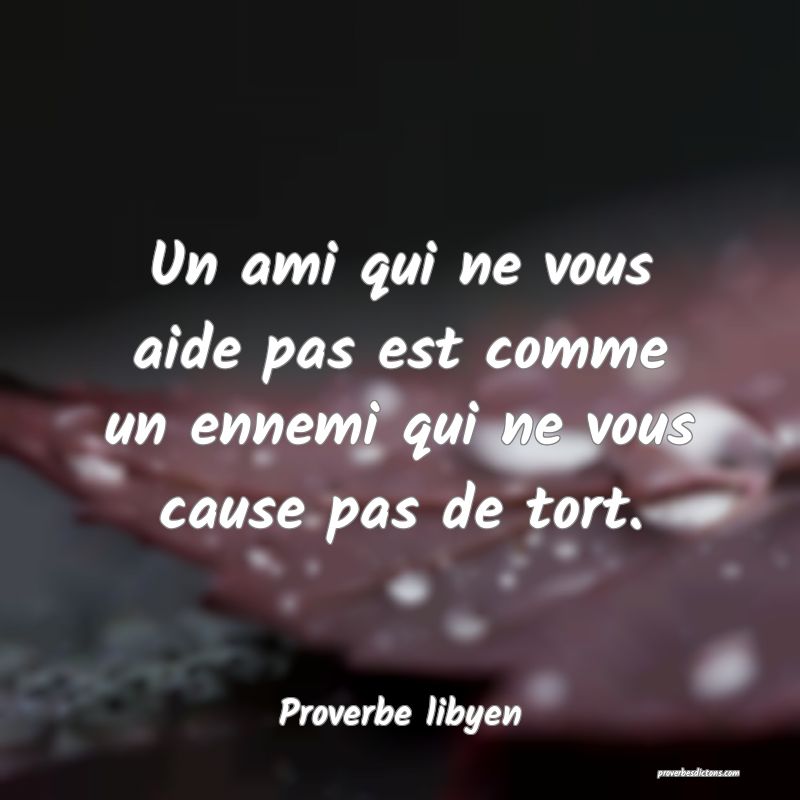 Un ami qui ne vous aide pas est comme un ennemi qui ne vous cause pas de tort.