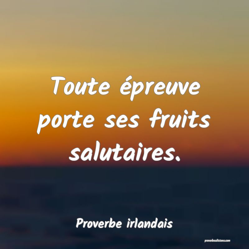 Toute épreuve porte ses fruits salutaires.