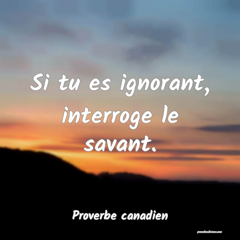 Si tu es ignorant, interroge le savant.