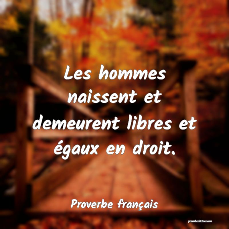Les hommes naissent et demeurent libres et égaux en droit.