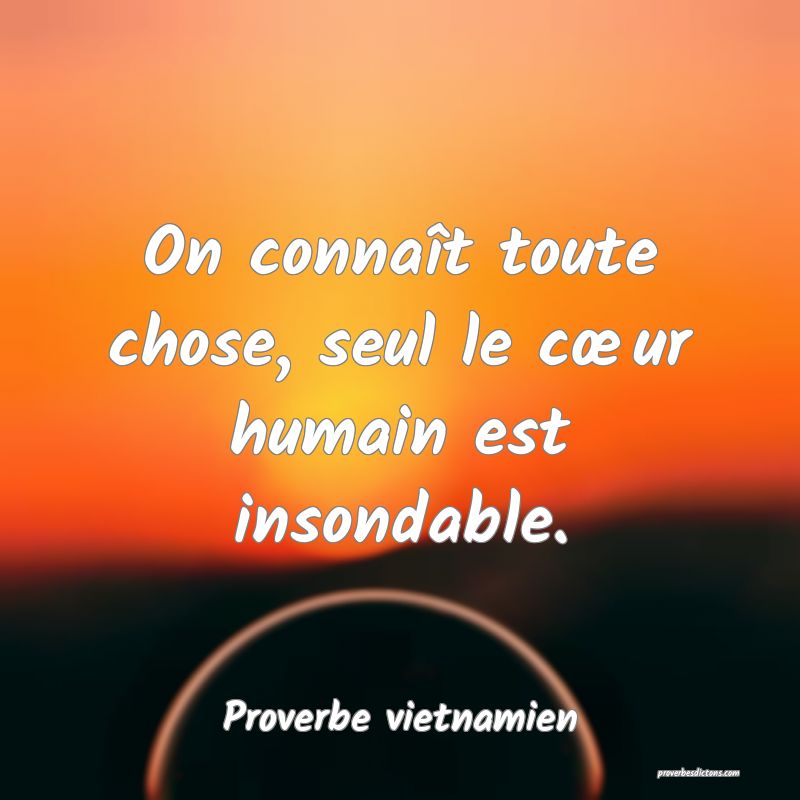 On connaît toute chose, seul le cœur humain est insondable.