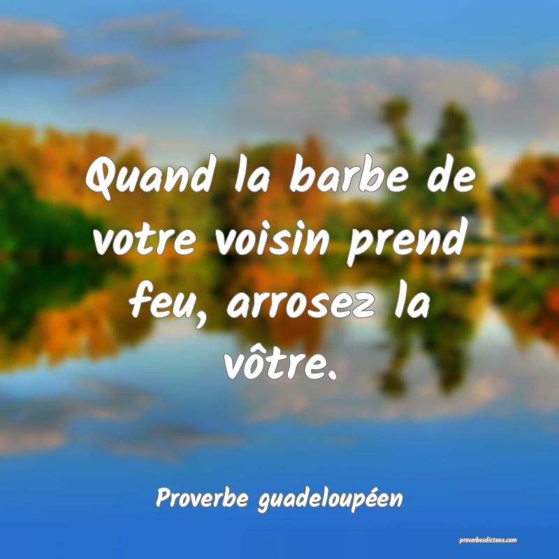 Quand la barbe de votre voisin prend feu, arrosez la vôtre.