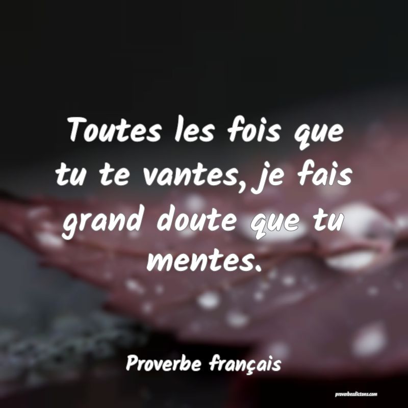 Toutes les fois que tu te vantes, je fais grand doute que tu mentes.