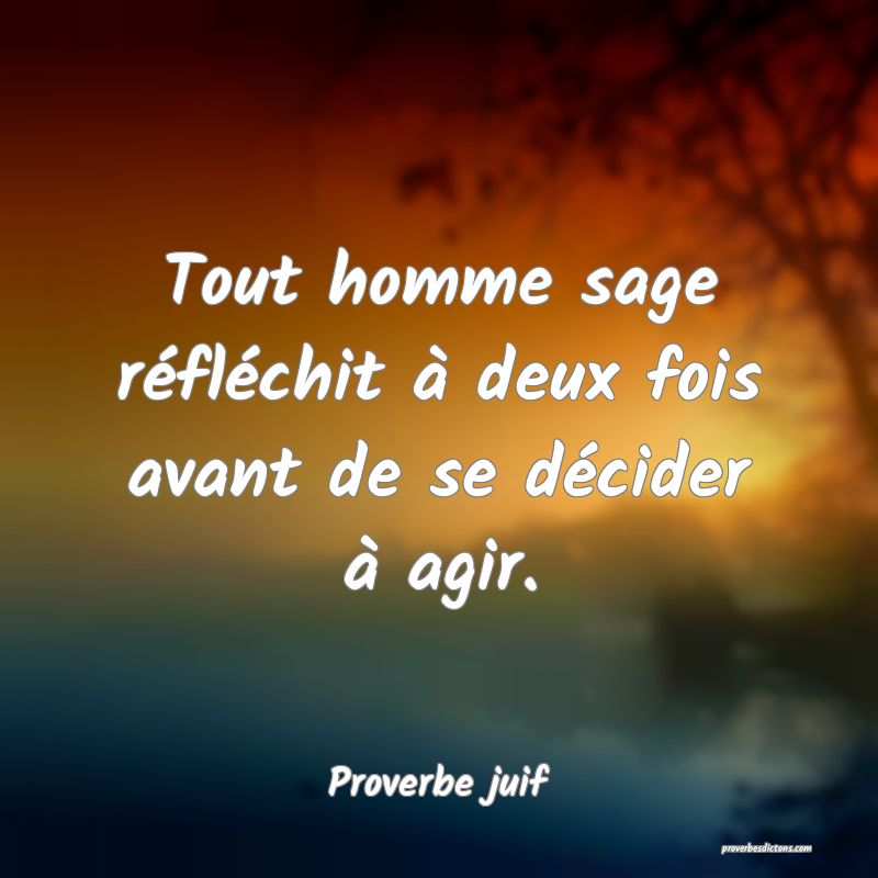 Tout homme sage réfléchit à deux fois avant de se décider à agir.