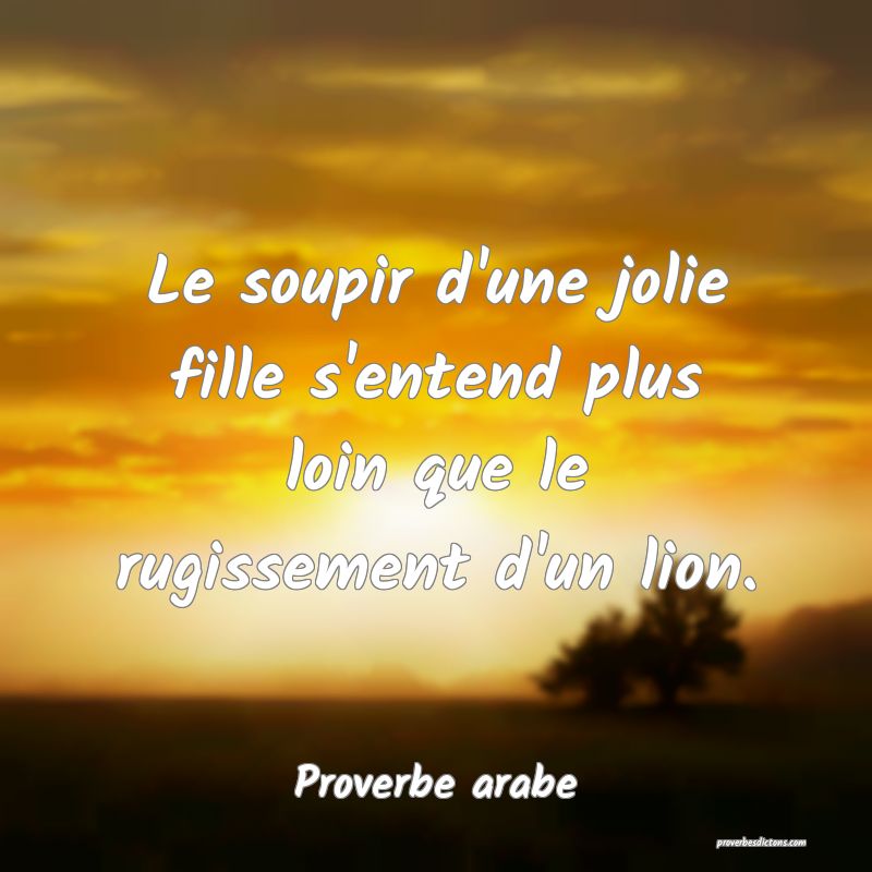 Le soupir d'une jolie fille s'entend plus loin que le rugissement d'un lion.