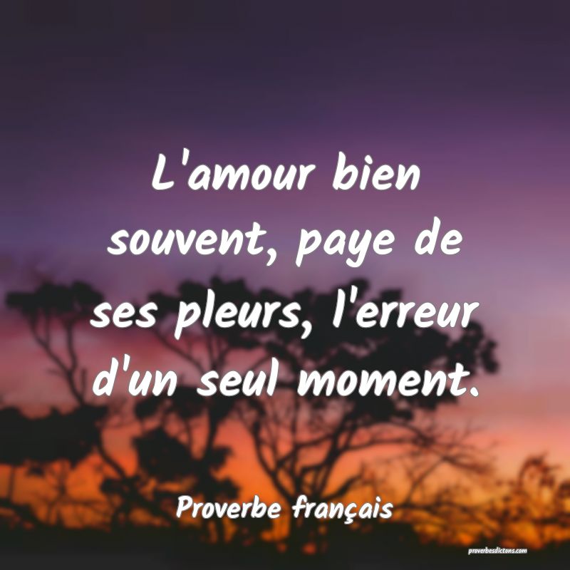 L'amour bien souvent, paye de ses pleurs, l'erreur d'un seul moment.