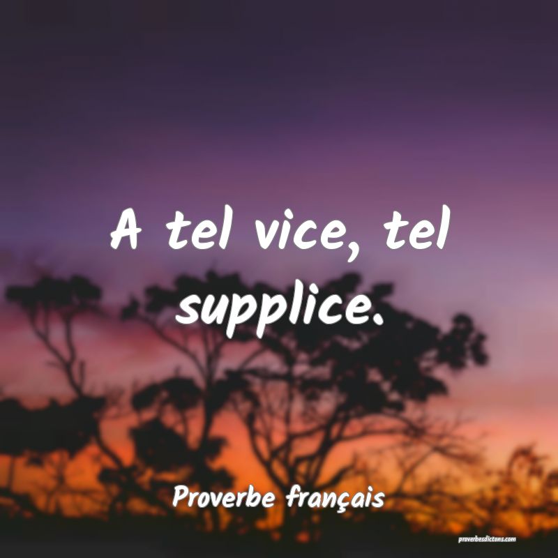 A tel vice, tel supplice.