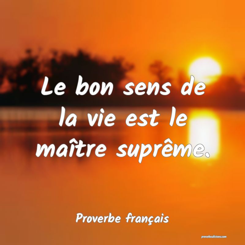 Le bon sens de la vie est le maître suprême.