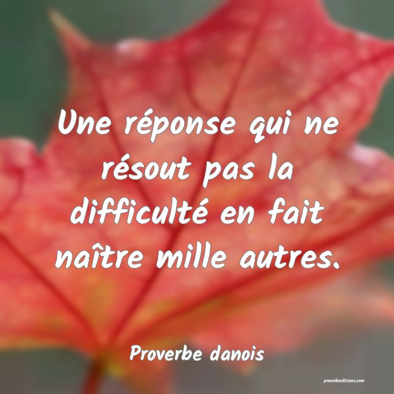 Une réponse qui ne résout pas la difficulté en fait naître mille autres.