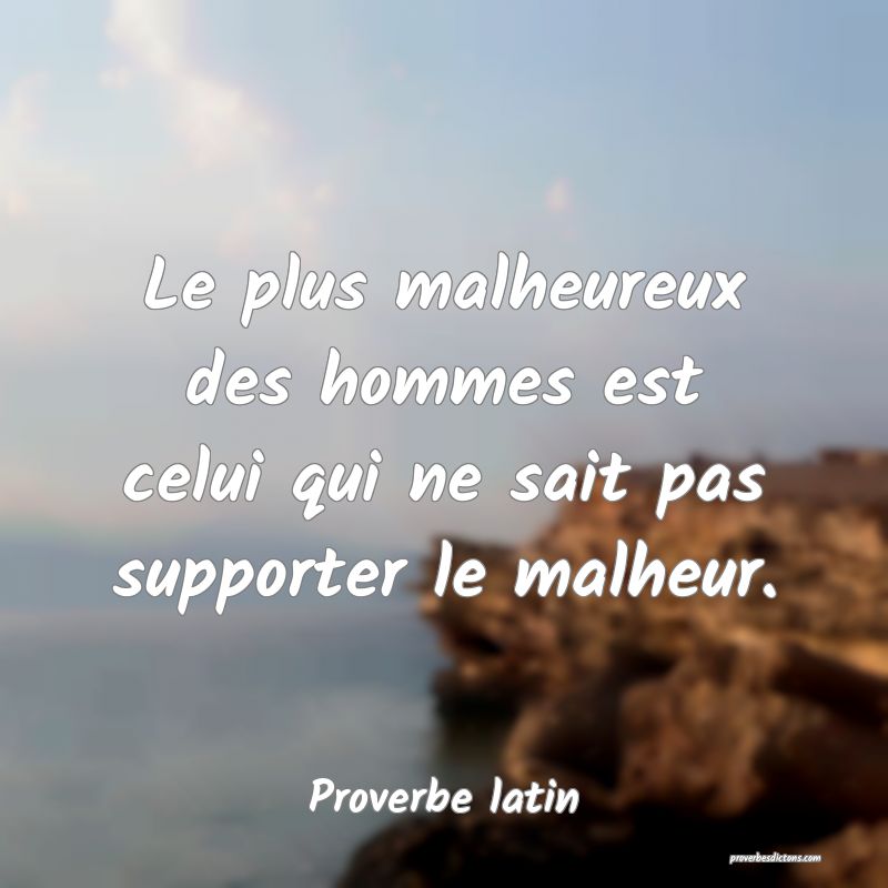 Le plus malheureux des hommes est celui qui ne sait pas supporter le malheur.