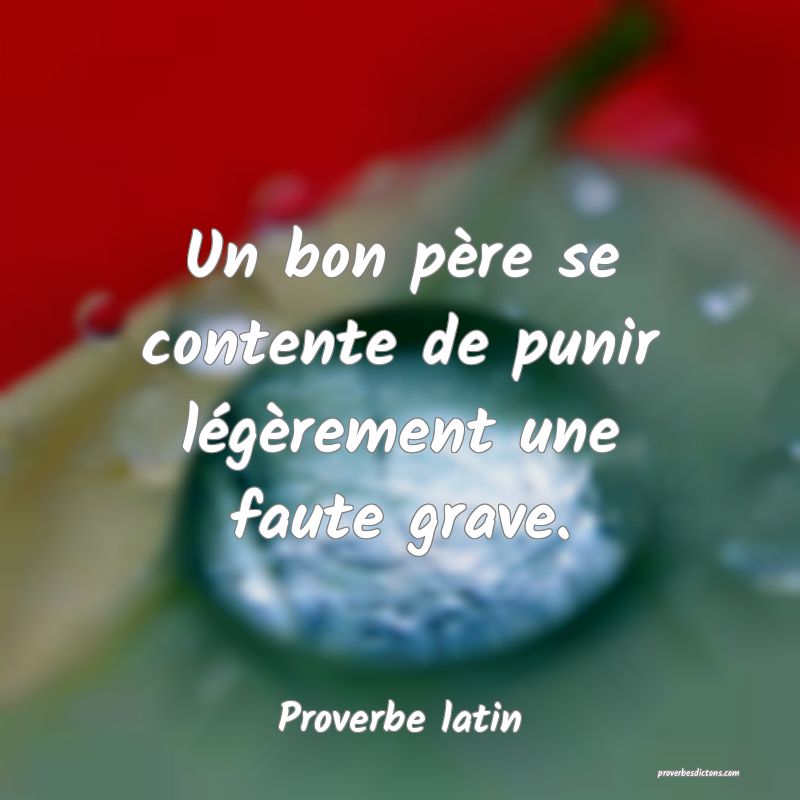 Un bon père se contente de punir légèrement une faute grave.