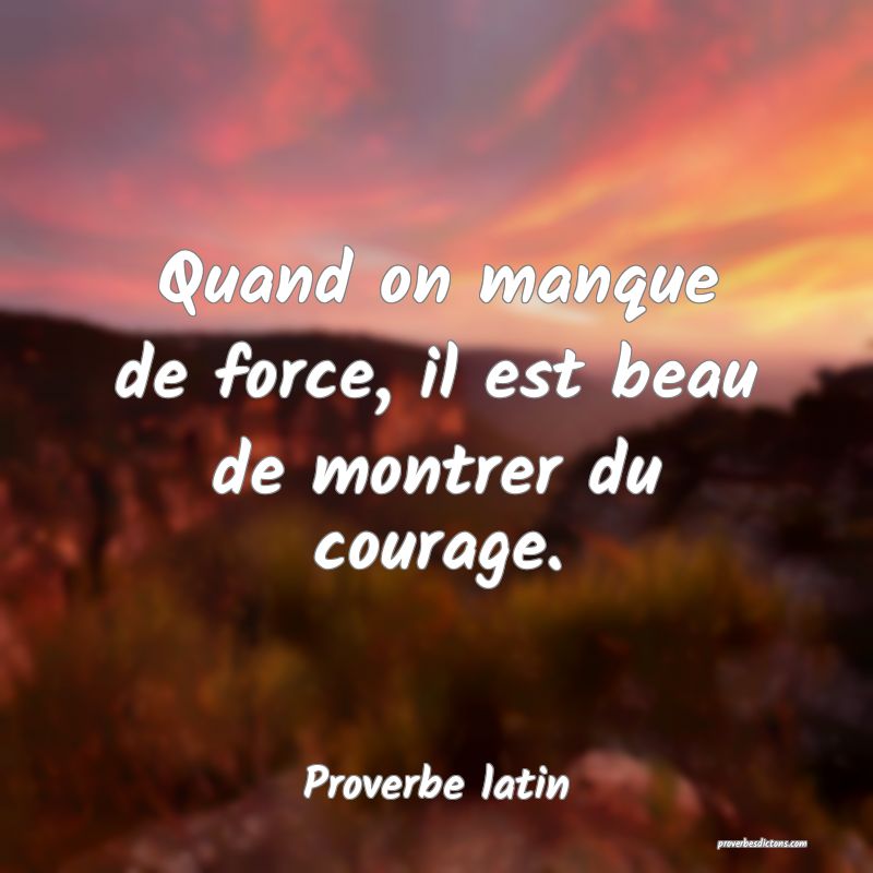 Quand on manque de force, il est beau de montrer du courage.