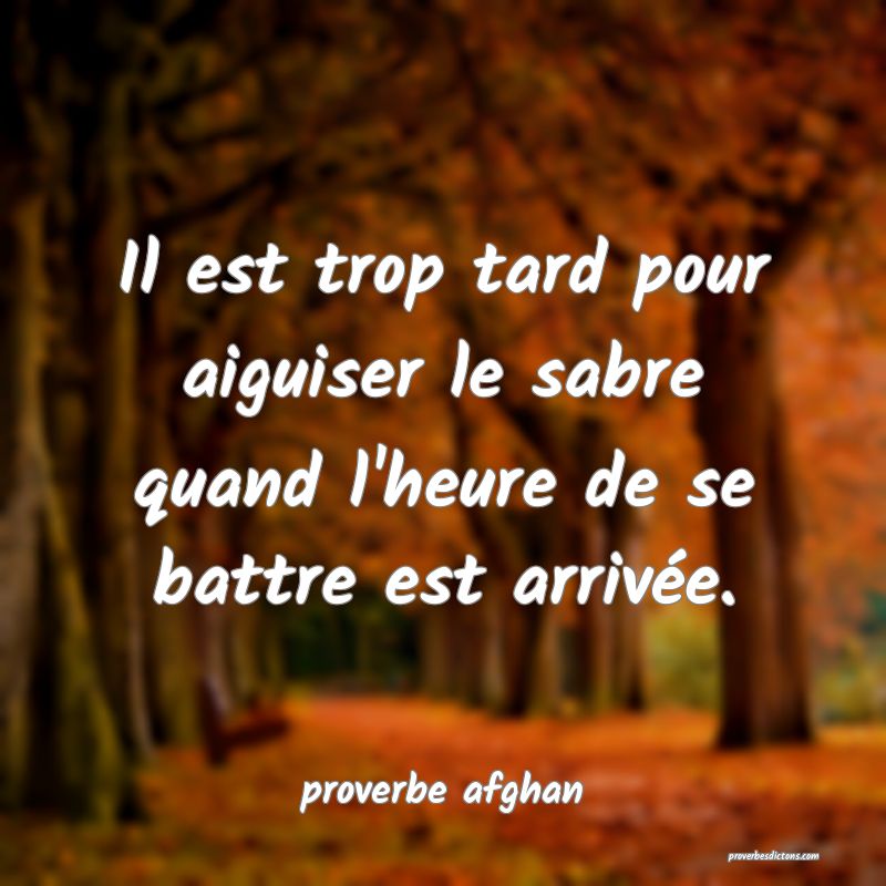 Il est trop tard pour aiguiser le sabre quand l'heure de se battre est arrivée.