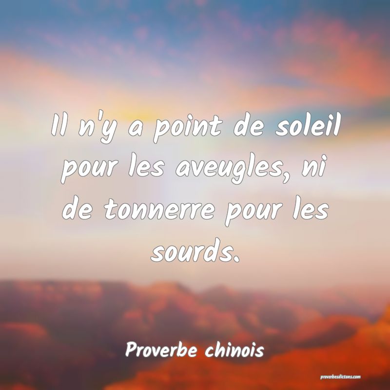 Il n'y a point de soleil pour les aveugles, ni de tonnerre pour les sourds.