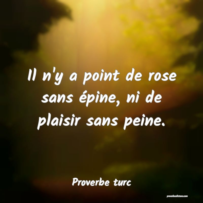 Il n'y a point de rose sans épine, ni de plaisir sans peine.