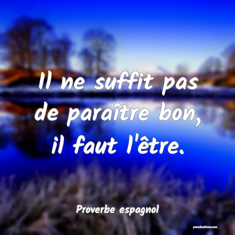 Il ne suffit pas de paraître bon, il faut l'être.