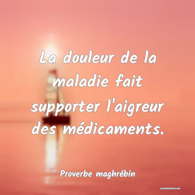 La douleur de la maladie fait supporter l'aigreur des médicaments.