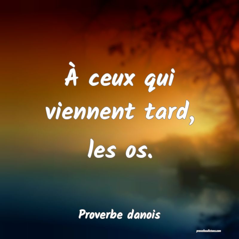 À ceux qui viennent tard, les os.