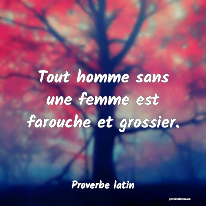 Tout homme sans une femme est farouche et grossier.